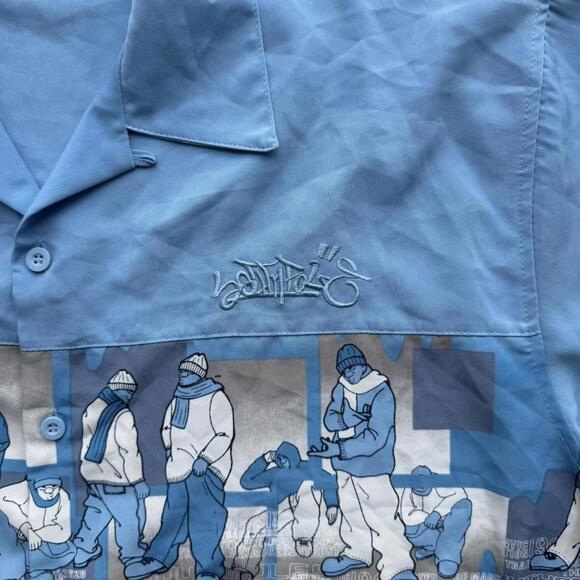 Y2K Southpole Skater Blue Button Up Shirt - Picture 3 of 5